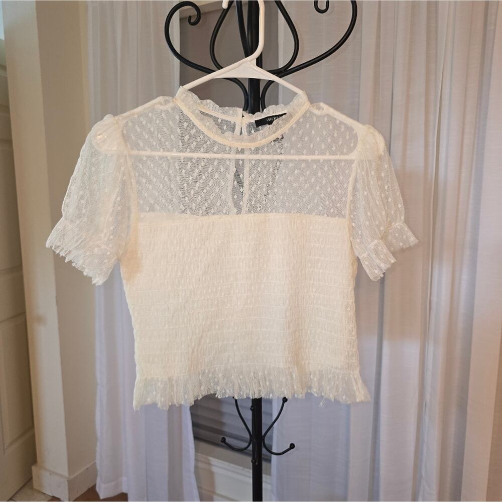Forever 21 Delicate White Lace Blouse szM - Picture 4 of 8